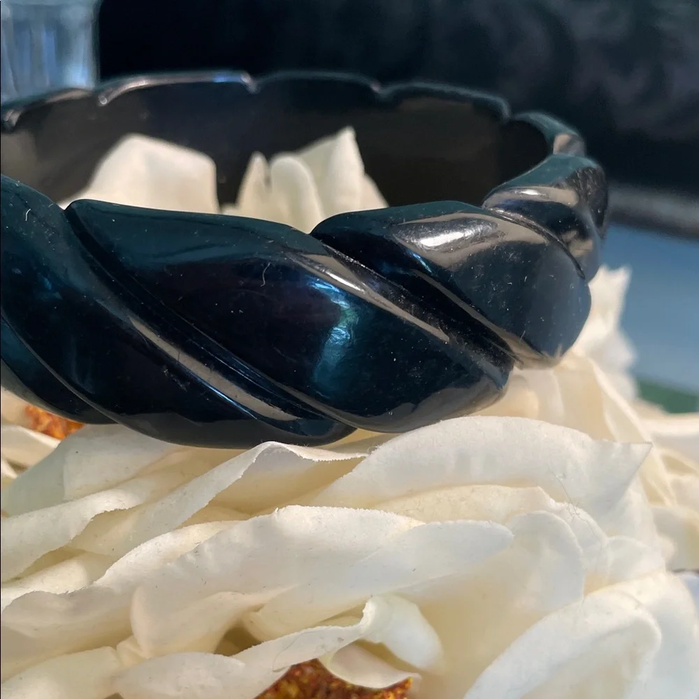 Black Twisted Resin Bangle Bracelet